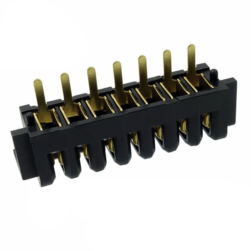 信音达 SYCBF01P7CS2 7Pin 锂电母座｜24.5mm 极简闭环·中柱应力解耦·180°直插·PA9T 耐 260℃·镀金≤8mΩ