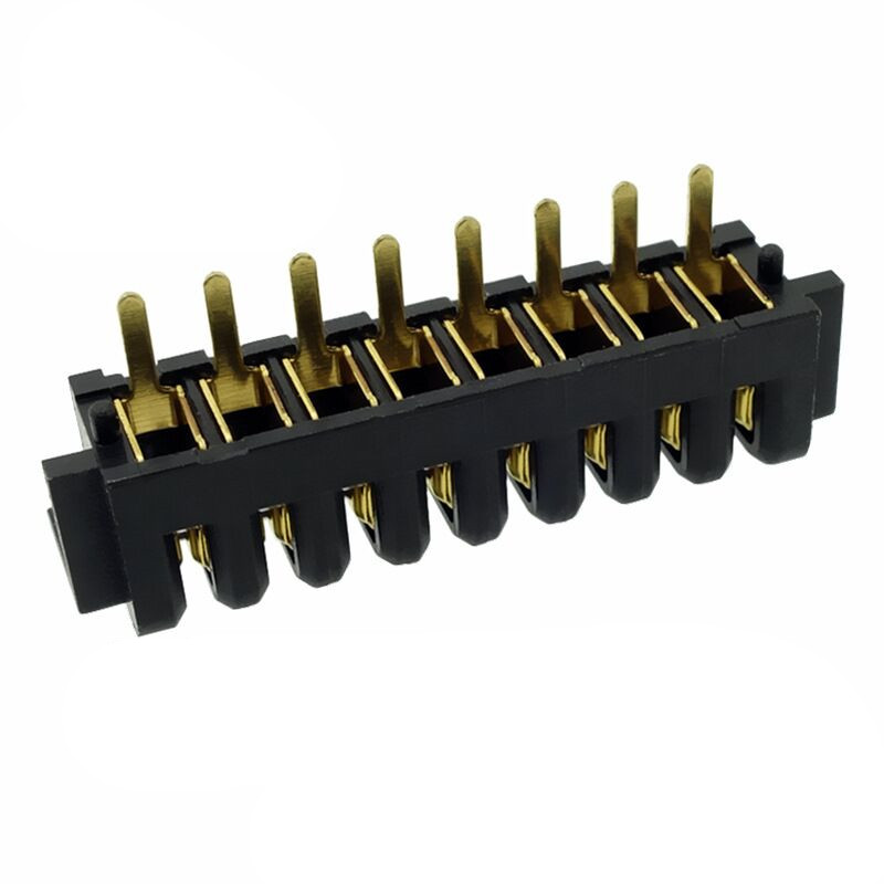 信音达 SYCBF01P8CS2 8Pin锂电母座｜27mm标准闭环·中柱应力解耦·180°直插·PA9T耐260℃·镀金≤8mΩ