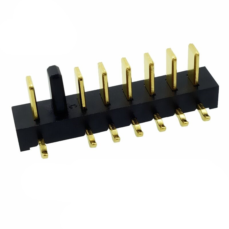 信音达 SYCBM02P7R4 7Pin锂电公座｜22mm极致紧凑·左防呆·PA9T耐260℃·镀金≤8mΩ·90°弯插·轻量智能首选