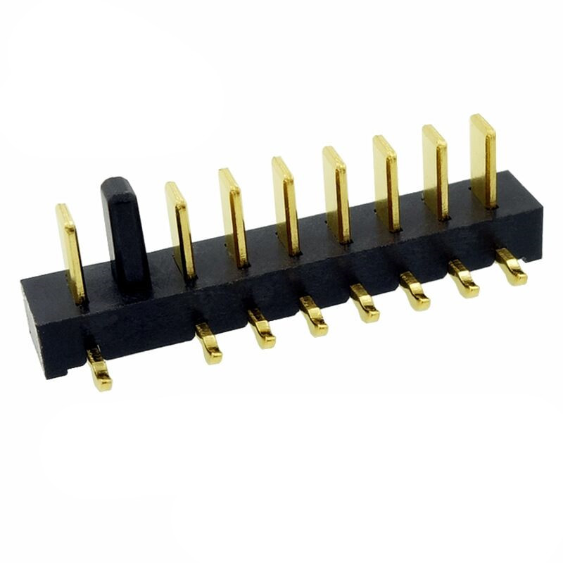 信音达 SYCBM02P8R4 8Pin锂电公座｜24.5mm黄金长度·左防呆·PA9T耐260℃·镀金≤8mΩ·90°弯插·标准BMS首选