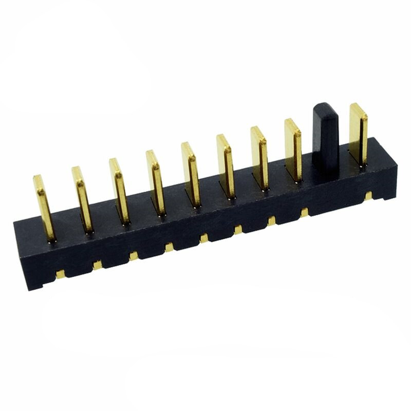 信音达 SYCBM02P9R4 9Pin 锂电公座｜27mm 紧凑长度·左防呆·PA9T 耐 260℃·镀金≤8mΩ·90°弯插·非对称信号首选