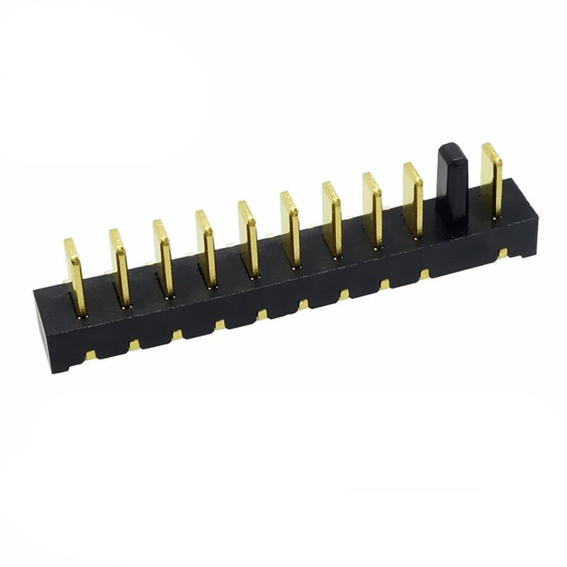 信音达 SYCBM02P10R4 10Pin锂电公座｜29.5mm紧凑长度·左防呆·PA9T耐260℃·镀金≤8mΩ·90°弯插·高功率首选