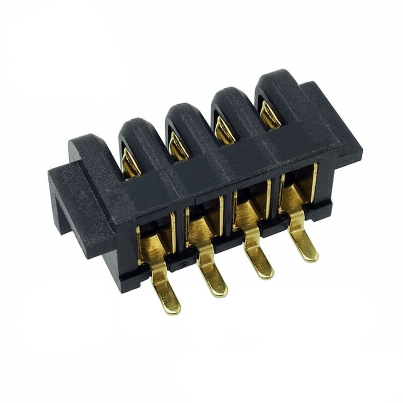 信音达 SYCBF04P4ASMT 4Pin锂电母座｜11.5mm极限宽度·PA9T耐260℃·镀金≤8mΩ·SMT带柱·纯动力首选