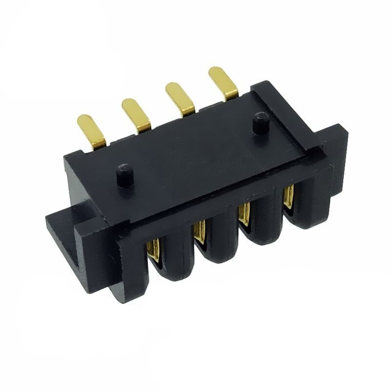 信音达 SYCBF04P4ASMT 4Pin锂电母座｜11.5mm极限宽度·PA9T耐260℃·镀金≤8mΩ·SMT带柱·纯动力首选