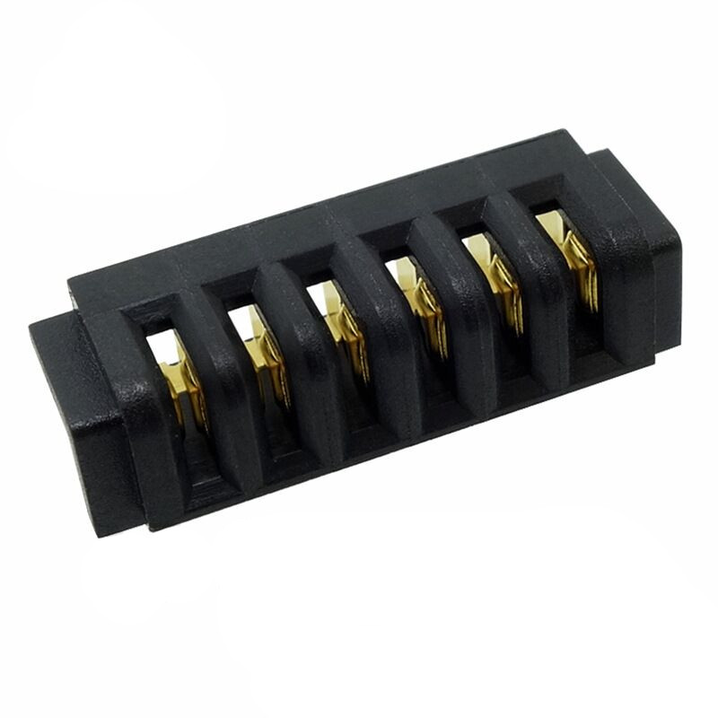 信音达 SYCBF04P6ASMT 6Pin锂电母座｜16.5mm极致宽度·PA9T耐260℃·镀金≤8mΩ·SMT带柱·BMS基础功能底线-2
