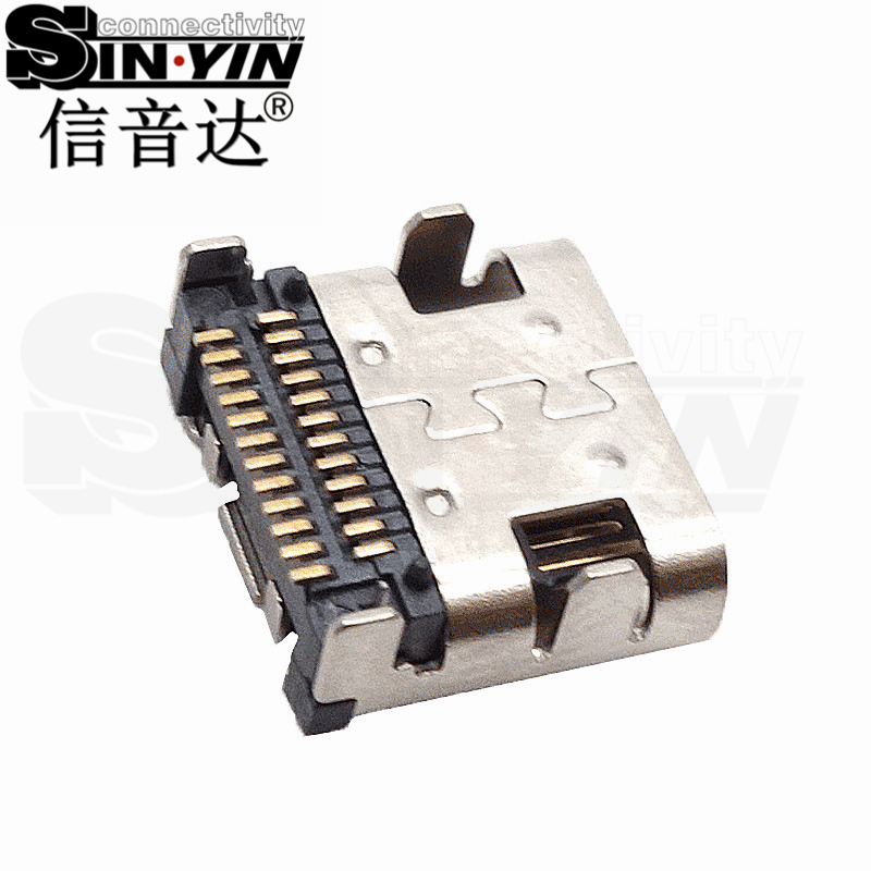 USB Type-C 24Pin 双贴母座（双排SMT贴片/满针24P/全贴片加固/10Gbps高速传输/100W PD快充/主板与扩展坞专指）-2