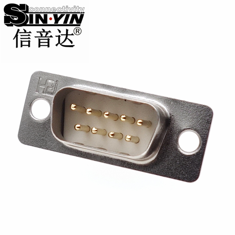 SYCDB9M 9Pin 180度DB9公座连接器（全镀金实心针/焊线式/RS232 RS485串口插座/工业级D-SUB/支持3D模型/免费打样）
