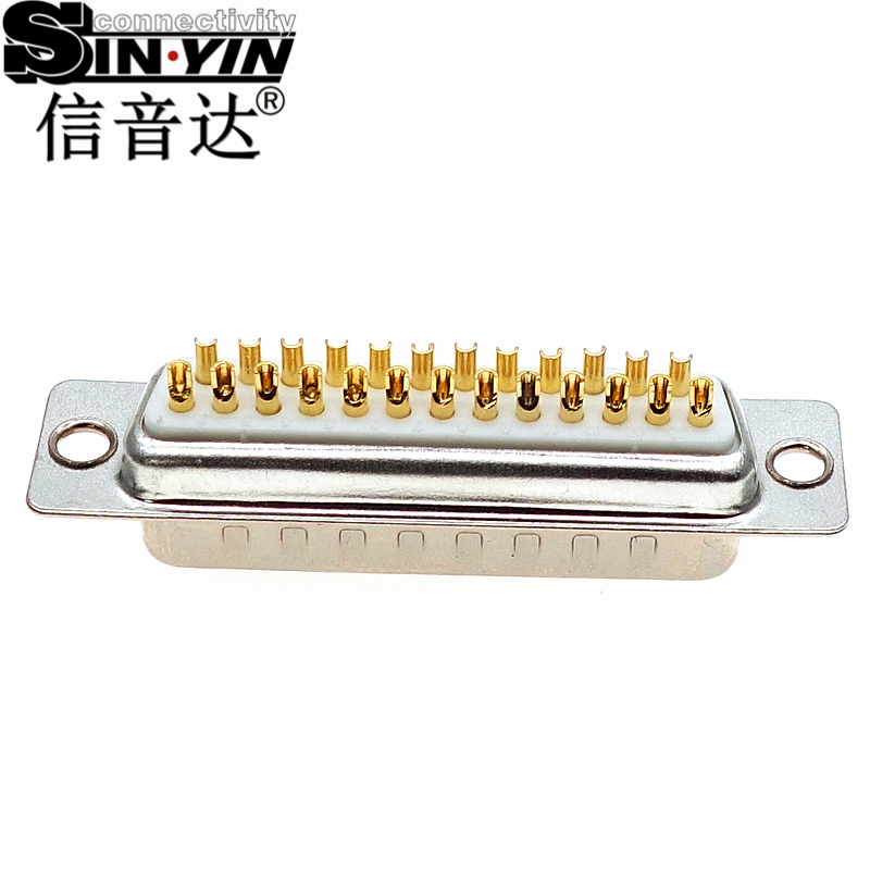 SYCDB25M 25Pin 180度DB25公座连接器（全镀金实心针/焊线式/并口多路串口插座/工业级D-SUB/支持3D模型/免费打样）