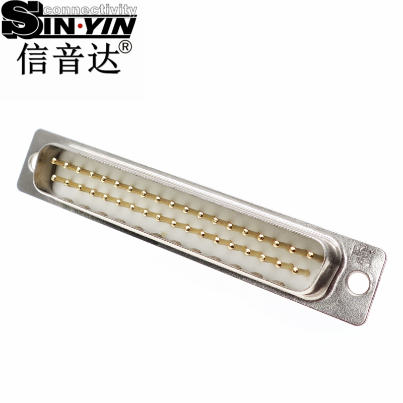 SYCDB37M 37Pin 180度DB37公座连接器（全镀金实心针/焊线式/多路串口控制插座/工业级D-SUB/支持3D模型/免费打样）-3