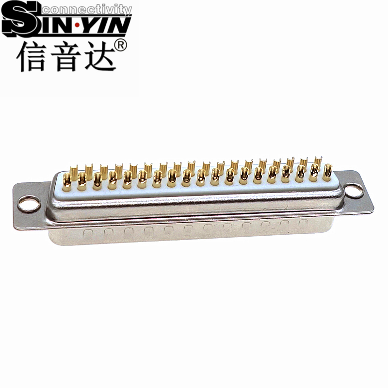 SYCDB37M 37Pin 180度DB37公座连接器（全镀金实心针/焊线式/多路串口控制插座/工业级D-SUB/支持3D模型/免费打样）