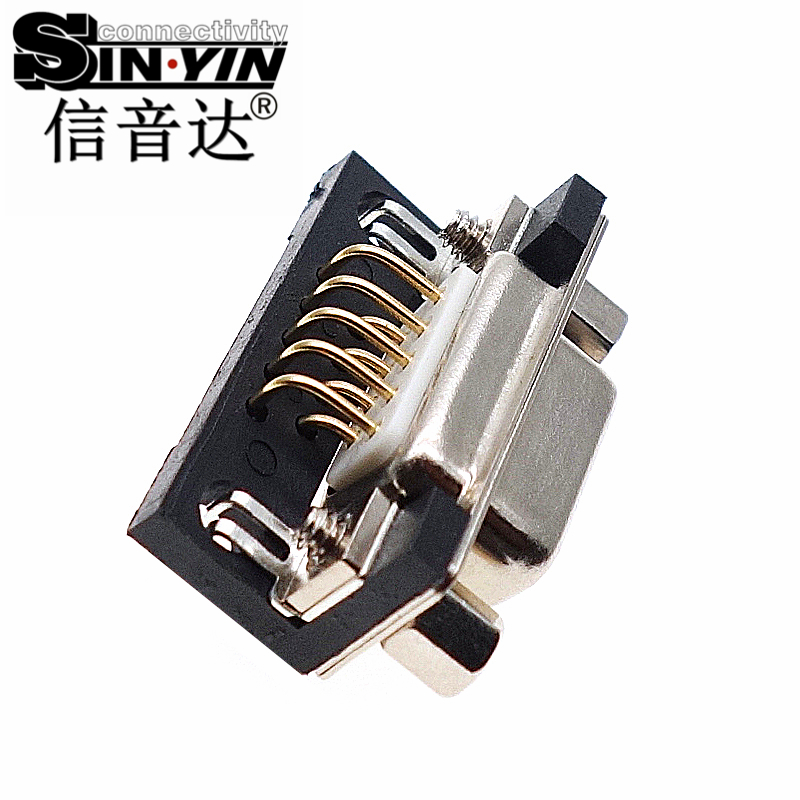 SYCDR9FR4 9Pin 90度弯头DR9母座连接器（全镀金实心针/PCB卧式插板/带鱼叉脚/RS232 RS485串口插座/工业级D-SUB/支持3D模型/免费打样）-5